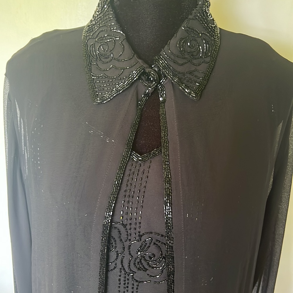 2 PC SET- BEADED & EMBROIDERED BLOUSE  & Matching TANK - Size XXL